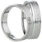 Preview: Partnerringe Edelstahl AB830-AB831 mit Zirkonia und Gravur