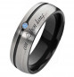 Preview: Schwarze Titanringe T133 mit blauem Zirkonia Preview: Schwarze Titanringe T133 mit blauem Zirkonia