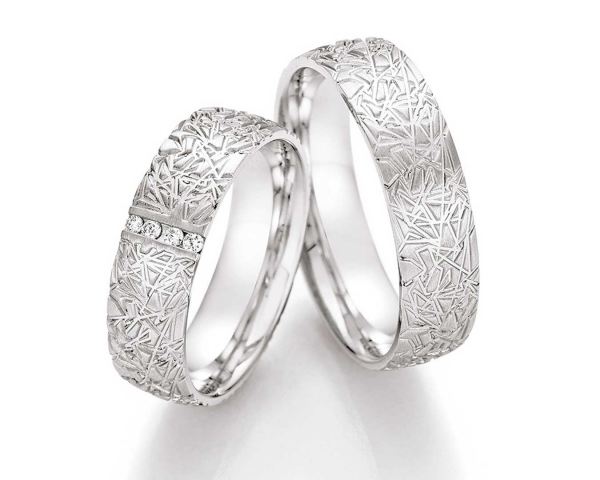 Trauringe aus Silber 55-30110+55-30120 mit Diamanten