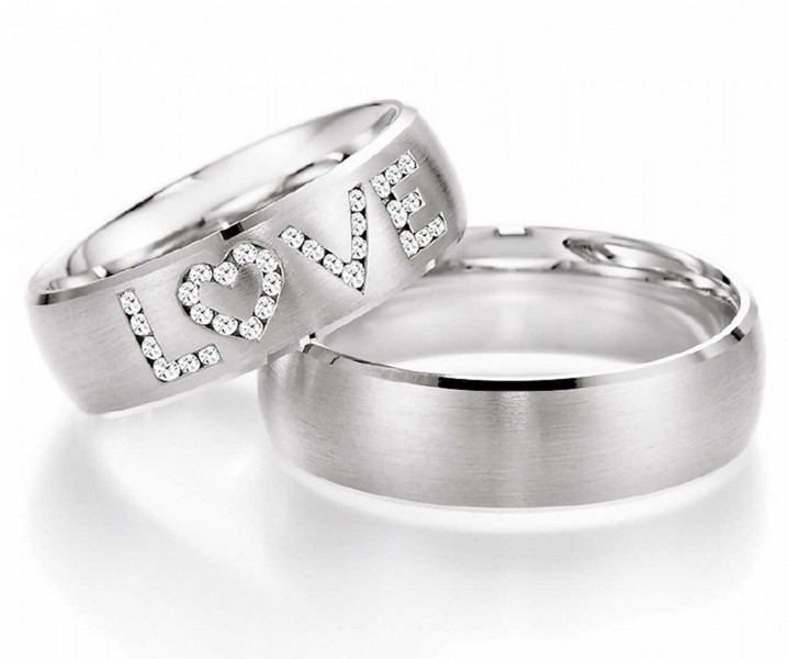 Trauringe aus 333-/ Weißgold 66/38110-060-66/38120-060 Diamanten mit Gravur