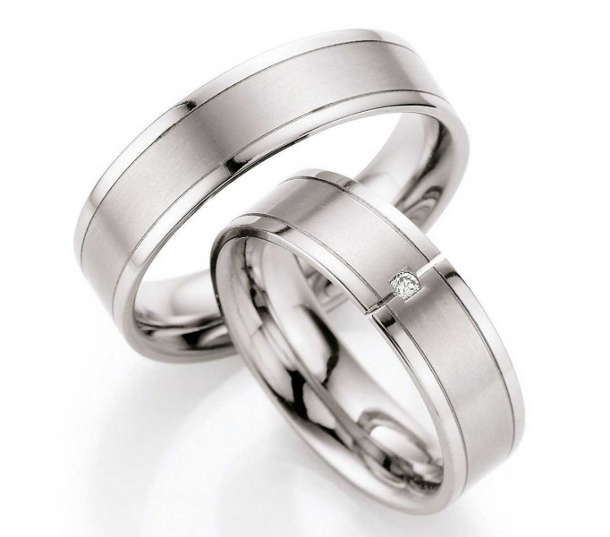 Trauringe aus Titan 77/07150+77/07150 mit Diamanten