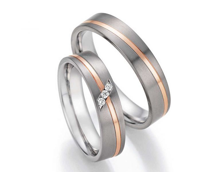 Preview: Trauringe Titan 78-10170-10180 Rosègoldeinlage