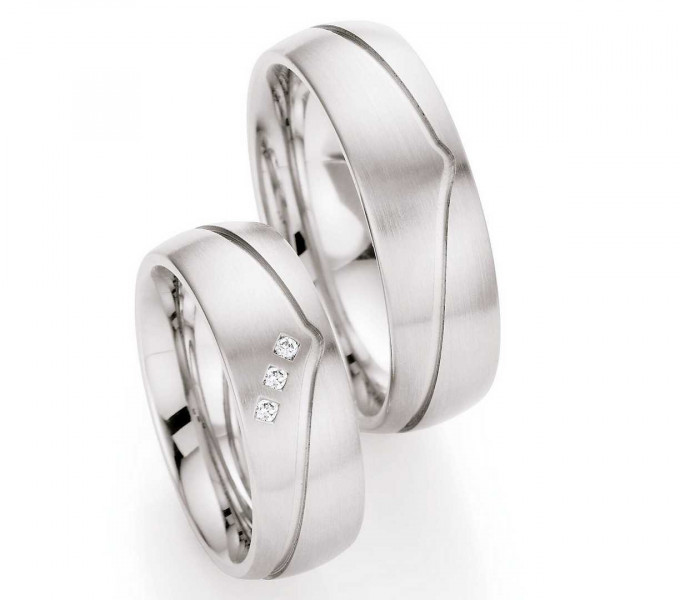 Trauringe aus Edelstahl 88-01600+88-01600 mit Diamanten