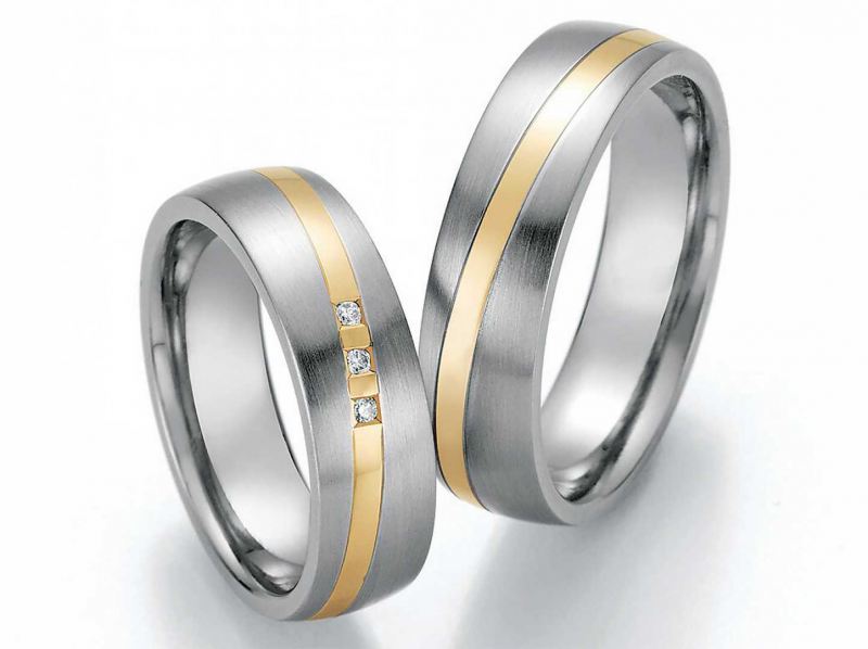 Preview: Trauringe Edelstahl 585/Gold Ruesch 88/01870-060