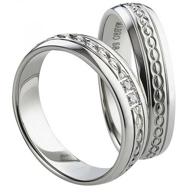 Partnerringe Edelstahl AB1016-AB1017 mit Zirkonia und gratis Gravur