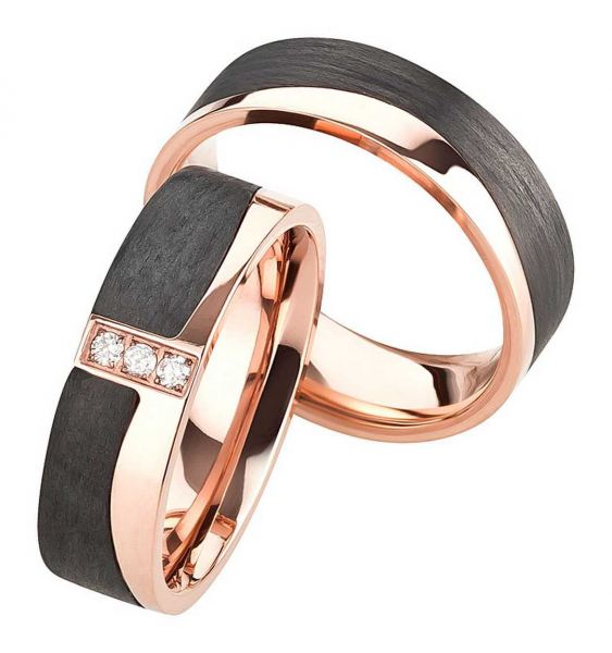 Titan Carbonringe AB3852-AB3853 mit Diamanten und Gravur