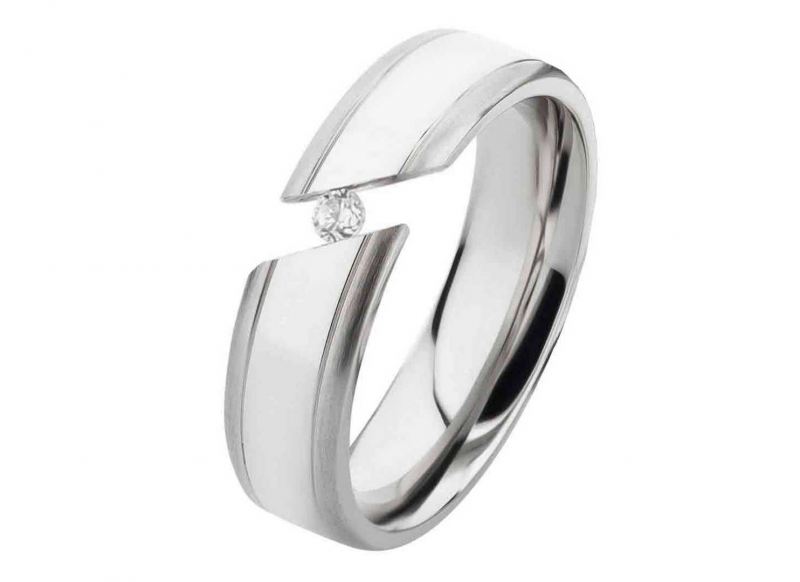 Damenring Edelstahl DE011 mit Zirkonia