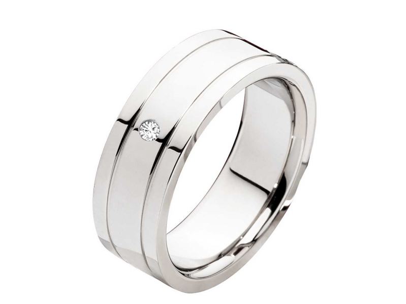 Preview: Damenring Edelstahl DE015 mit Stein - Gravur