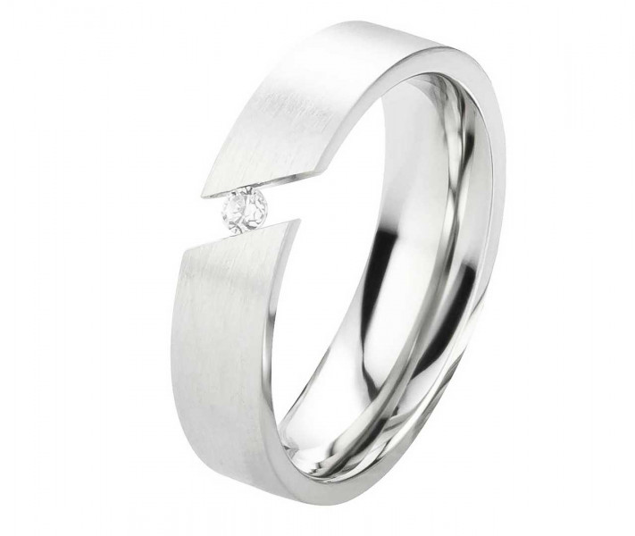 Damenring Edelstahl DE034 mit Zirkonia