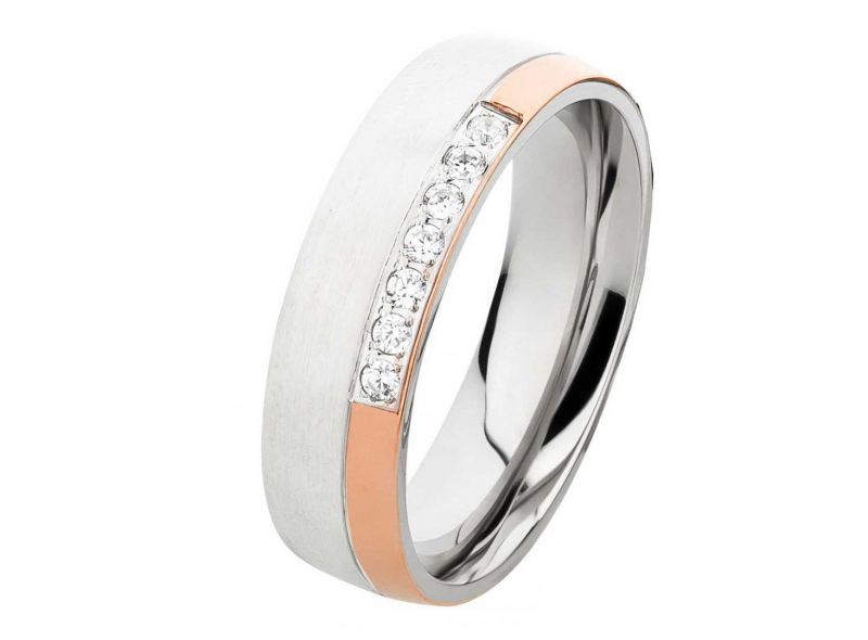 Preview: Damenring Edelstahl DE042 mit Stein