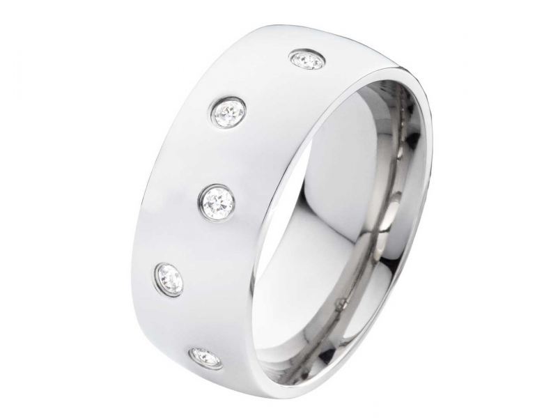 Preview: Damenring Edelstahl DE047 mit Zirkonias