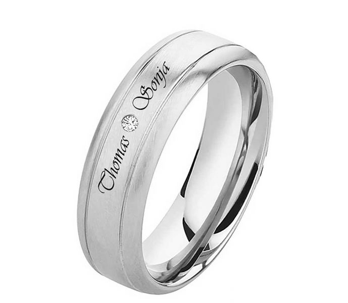 Preview: Damenring Edelstahl DE080 mit Zirkonia - Diamant