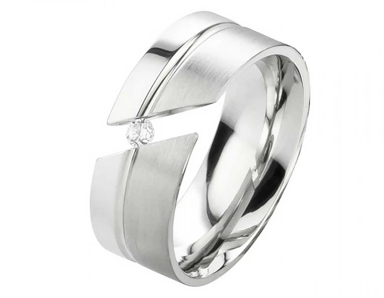 Damenring Edelstahl DE138 mit Zirkonia