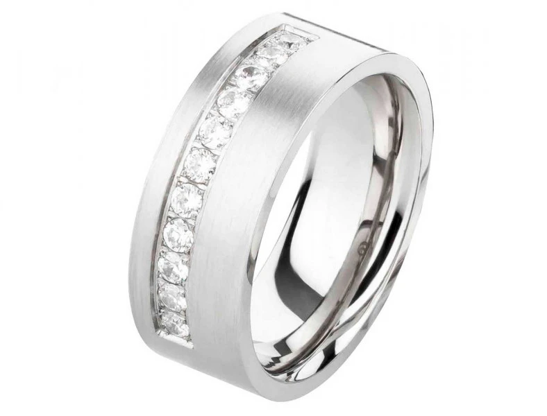 Damenring Edelstahl DE141 mit Zirkonias