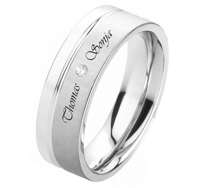 Preview: Damenring Edelstahl DE190 mit Zirkonia-Diamant