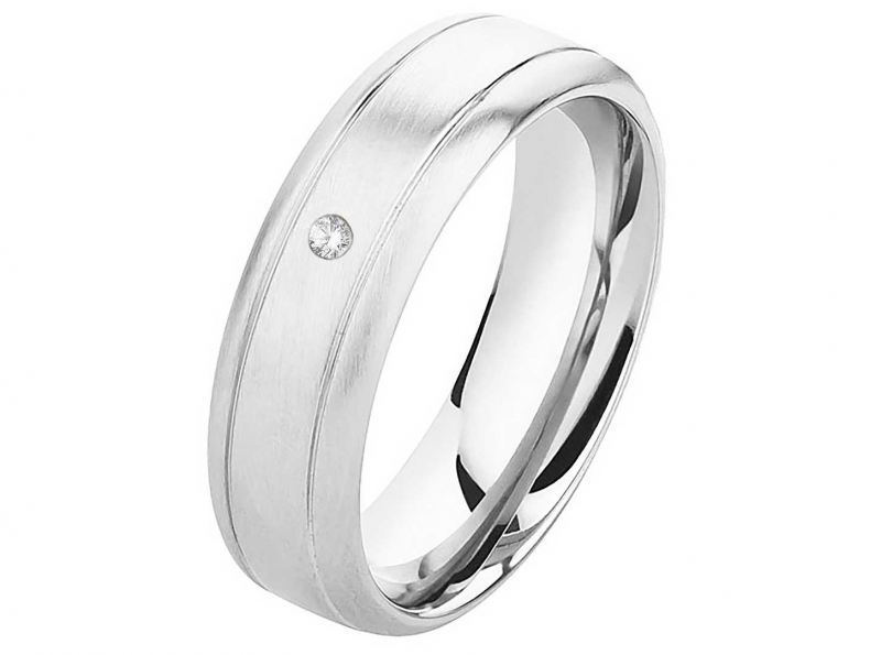 Preview: Damenring Edelstahl DE322 mit Zirkonia oder Diamant