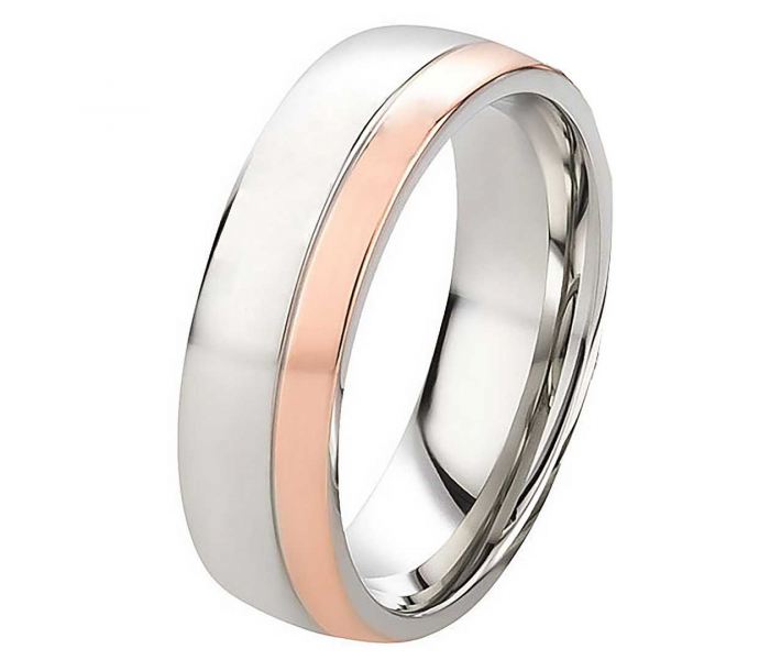 Preview: Herrenring Edelstahl HE326 mit rosefarbiger Beschichtung