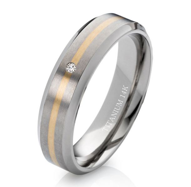 Preview: Damenring Titanring T172B mit Stein und gratis Gravur