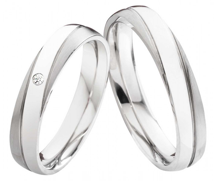 Partnerringe Edelstahlringe PE181 mit Zirkonia