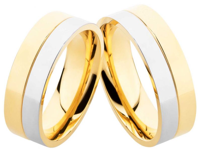 Preview: Ringpaar mit goldfarbiger Beschichtung E113 ohne Stein