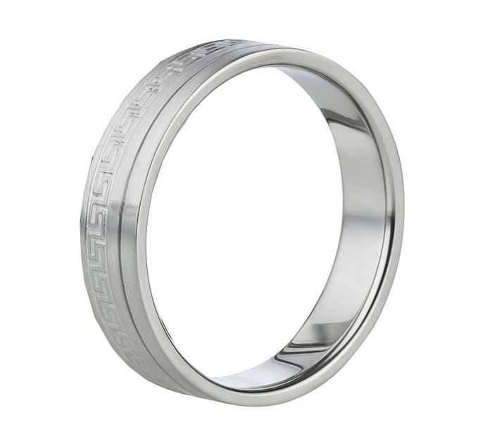 Preview: Herrenring Edelstahl mit Muster AB831