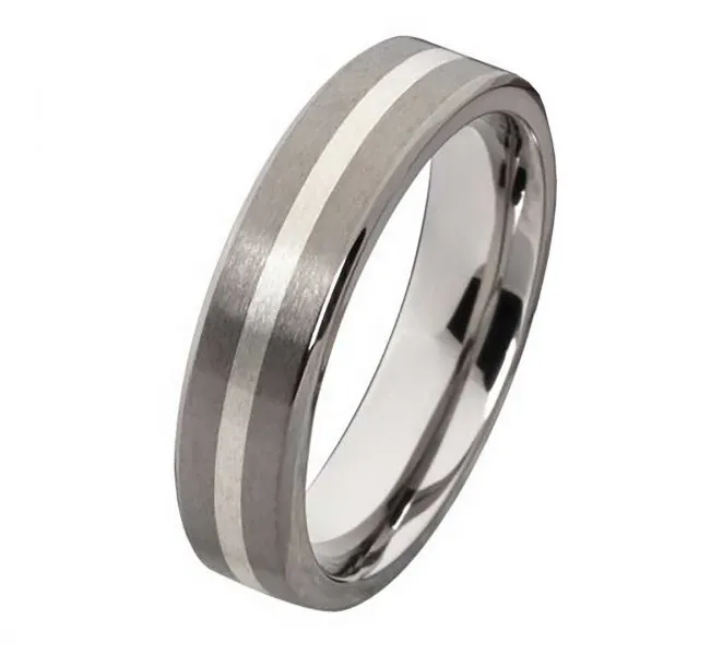 Herrenring Titanring mit Silber HT065 mit Gravur