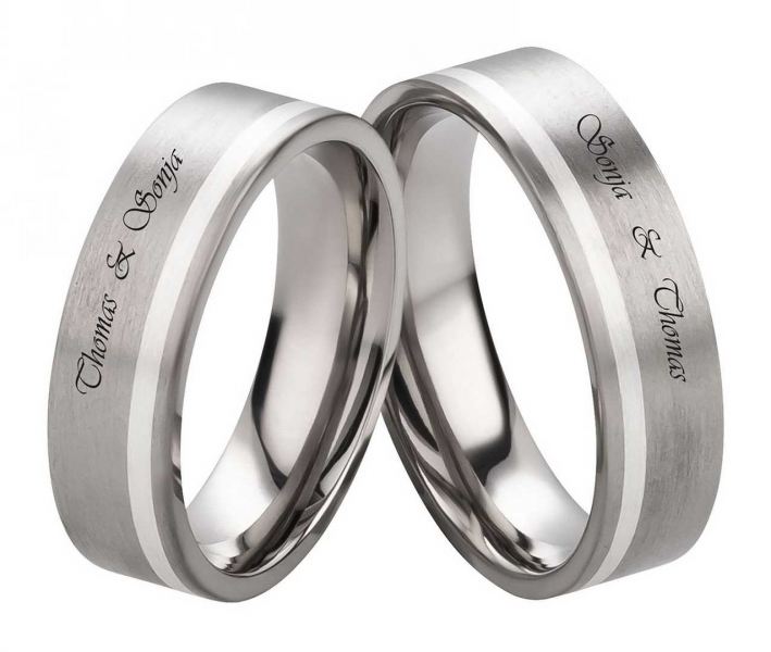 Preview: Partnerringe PT312 Titanringe mit Silbereinlage