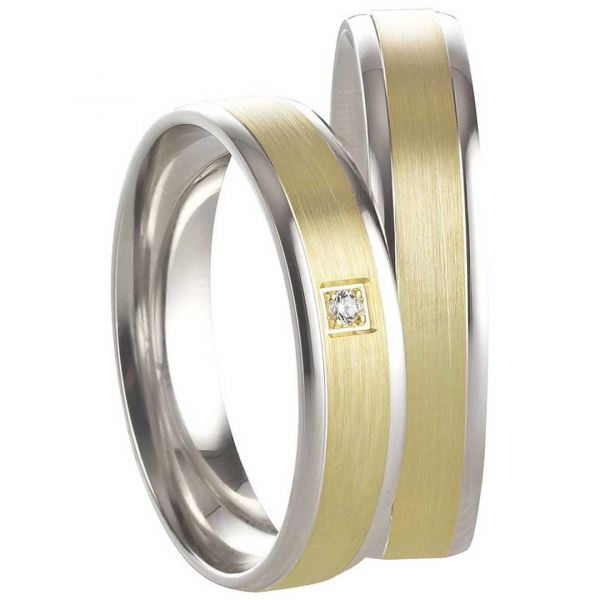 Preview: Rhodinierte bicolor Partnerringe in 925er Silber SR566-SR567