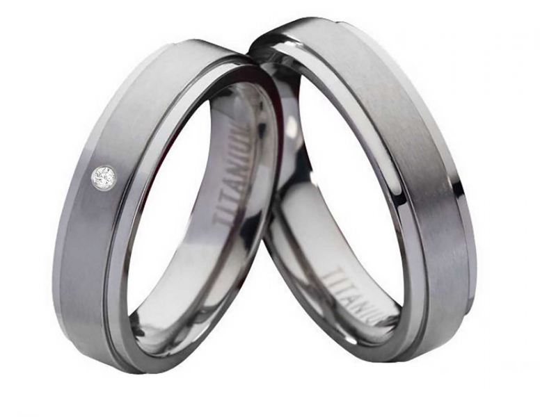 Preview: Partnerringe Titan PT200 mit Zirkonia oder Diamant