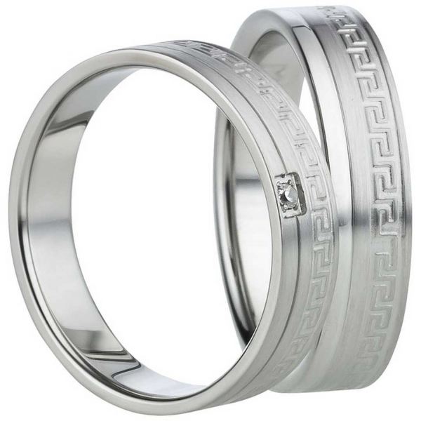 Preview: Partnerringe Edelstahl mit Muster AB830-AB831