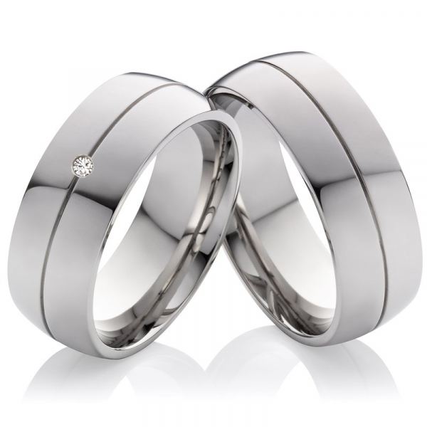 Preview: Edelstahlringe MOR2 mit Zirkonia oder Diamant