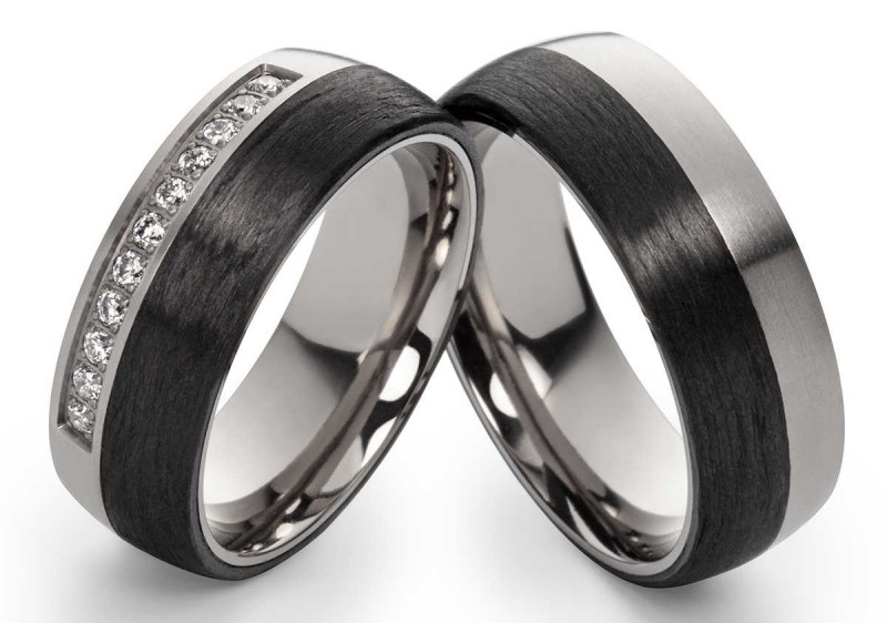 Titan Carbonringe CT02 mit Zirkonias oder Diamanten