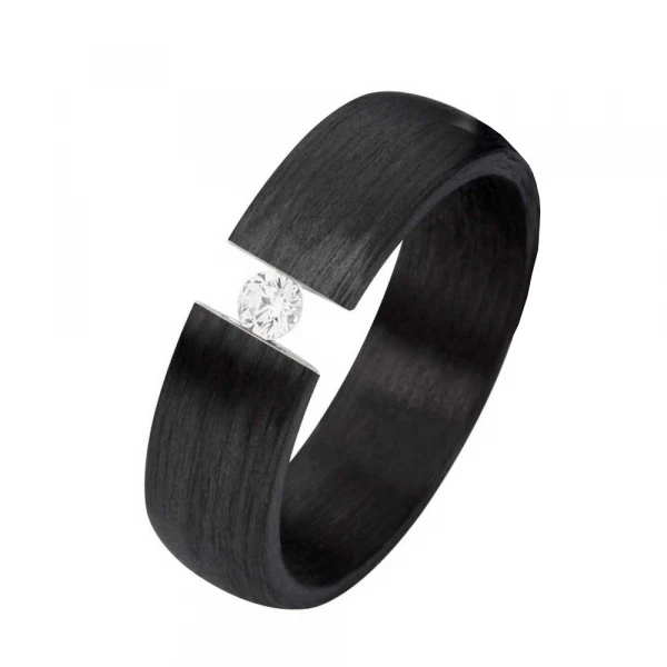 Trauringe Carbon C004 mit Diamant – Elegant & Zeitlos