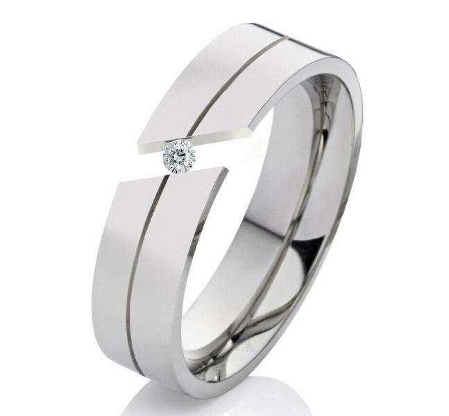 Preview: Damenring Edelstahl DE014 mit Zirkonia