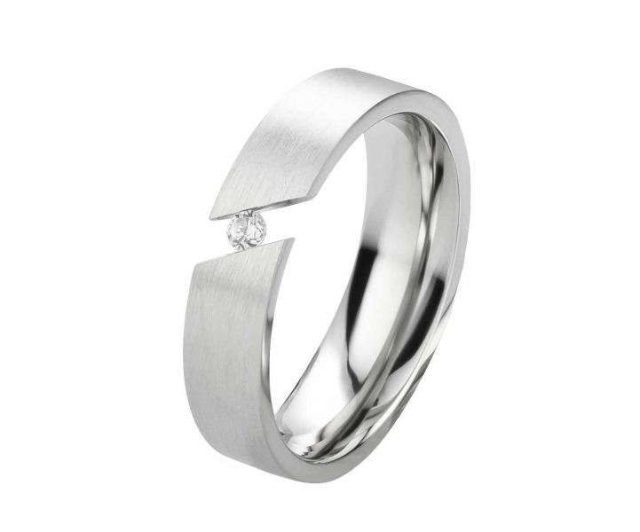 Preview: Damenring Edelstahl DE034 mit Zirkonia