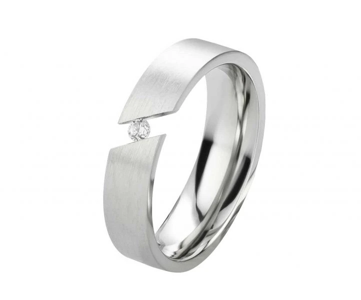 Damenring Edelstahl DE034 mit Zirkonia