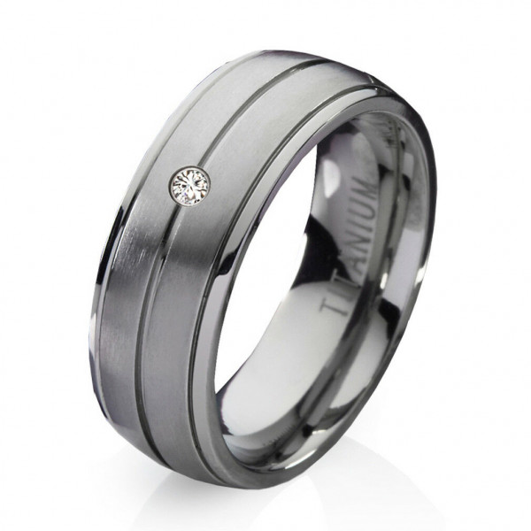 Damenring Titanring DT044 mit Zirkonia und Gravur
