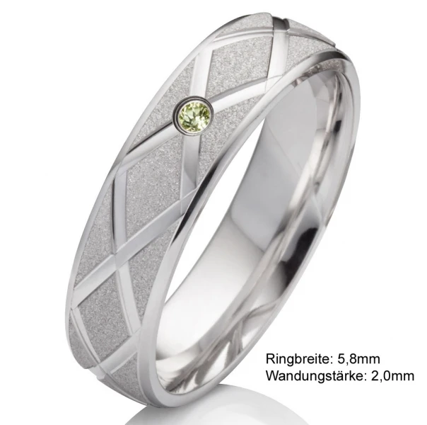 Silberring als Ehering aus 925 Silber mit PERIDOT SP49