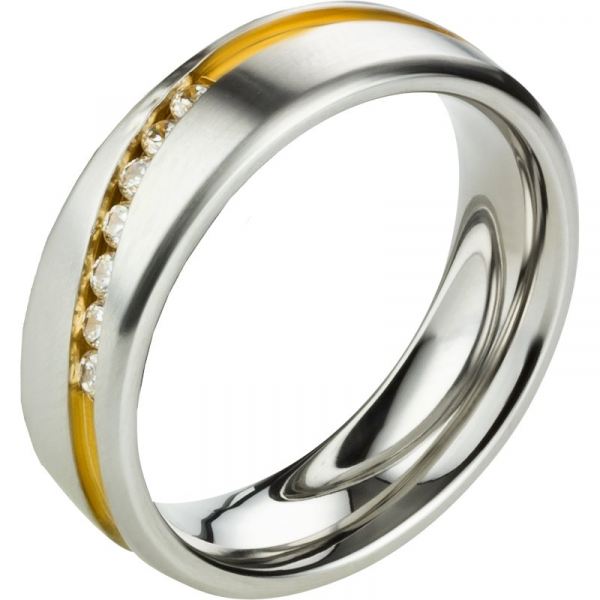 Preview: Goldfarbige Damenring aus Edelstahl AB2442