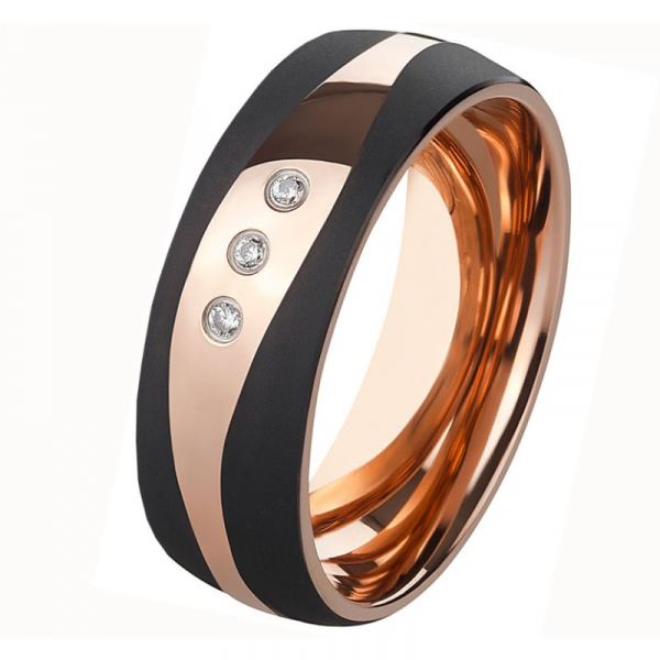 Preview: Edelstahlring bicolor schwarz-silber AB3410