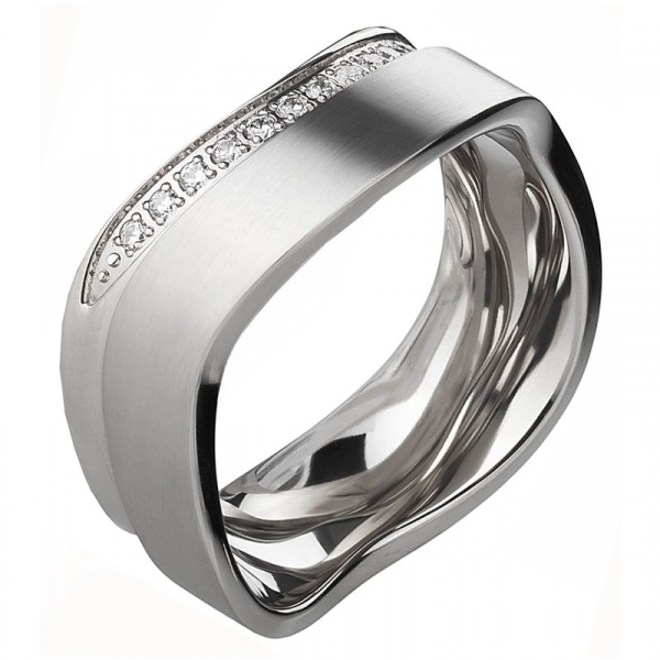 Preview: Matt polierter Edelstahlring Unisex AB3414