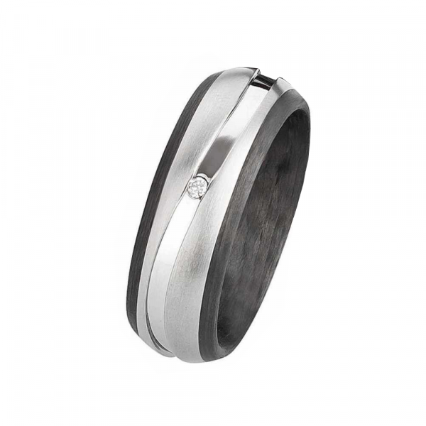 Preview: Elegante Carbon-Titan-Ringe AB3850 mit Diamant