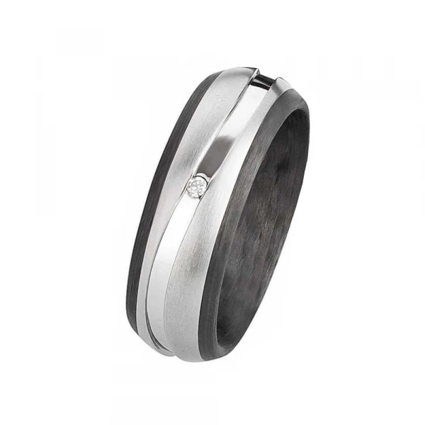 Elegante Carbon-Titan-Ringe AB3850-AB3851 mit Diamant