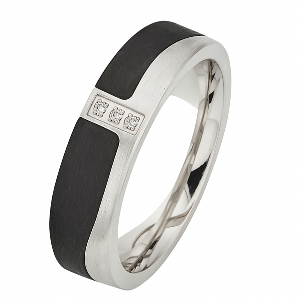 Preview: Silber Carbonring SR1942 mit Diamanten