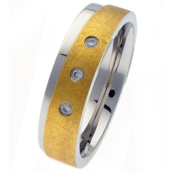 Preview: Damenring Edelstahl 371D mit Zirkonias