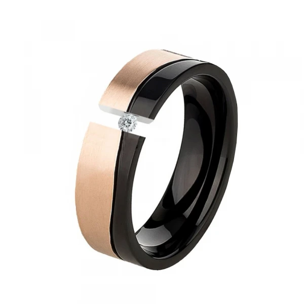 Zeitloser Edelstahlring LUC36 Bicolor Gravur