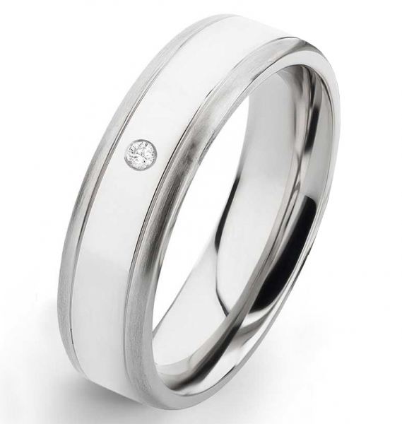 Preview: Damenring Edelstahl DE010 mit Stein