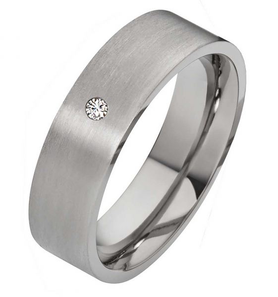 Preview: Damenring Titanring DT055 mit Zirkonia und gratis Gravur