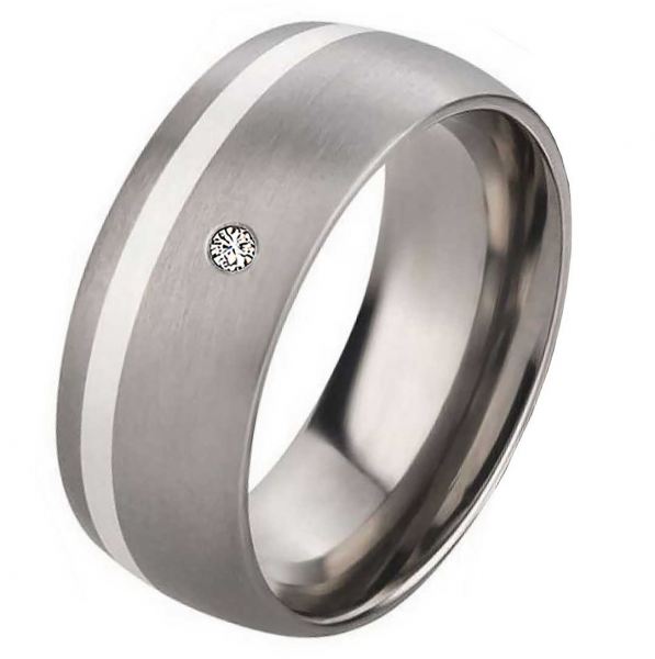 Preview: Breiter Damenring mit Silber T058 mit Stein