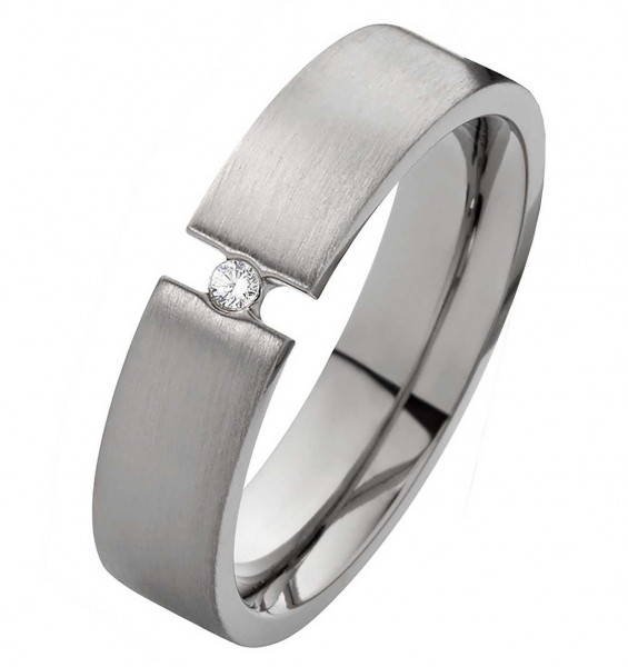 Damenring Titanring DT159 mit Zirkonia und Gravur
